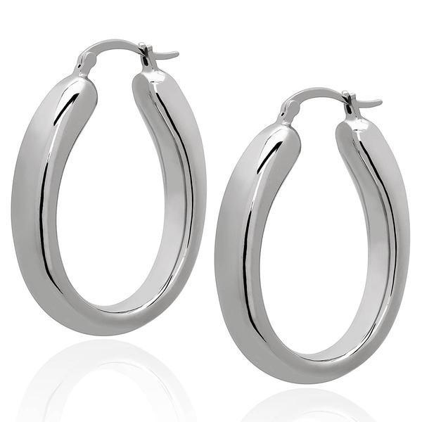 Gianni Argento Silver-Plated Graduated Long Hoop Earrings