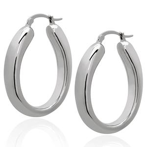 Gianni Argento Silver-Plated Graduated Long Hoop Earrings