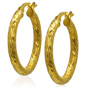 Gianni Argento 25mm Diamond-Cut 14kt. Gold Hoop Earrings