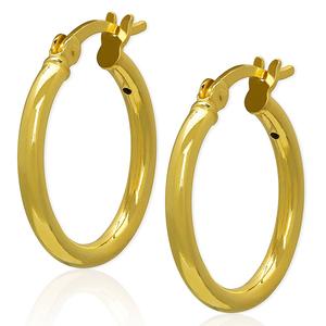 Gianni Argento 3x15mm Shiny 14kt. Gold Hoop Earrings