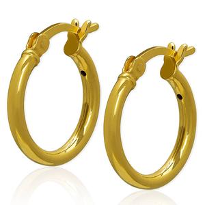 Gianni Argento 2x15mm Gold over Sterling Plain Hoop Earrings