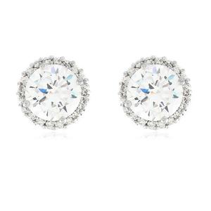 Sterling Silver Diamond Simulant Halo Earrings