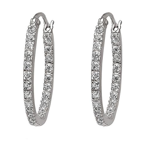 Sterling Silver Diamond Simulant Thin Hoops