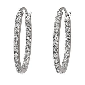 Sterling Silver Diamond Simulant Thin Hoops
