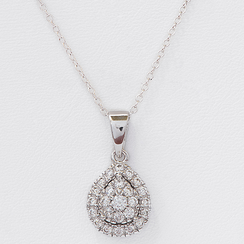 Diamond Simulate Halo Teardrop Pendant Necklace