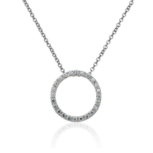 Diamond Simulate Circle Pendant Necklace