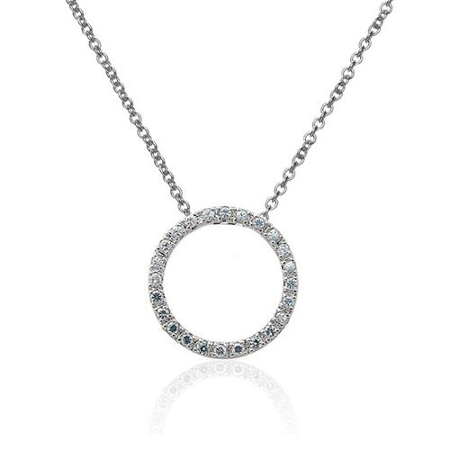 Diamond Simulate Circle Pendant Necklace
