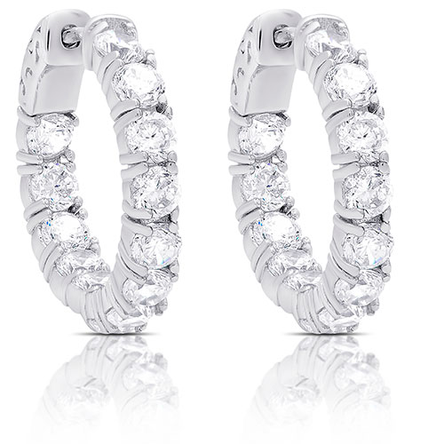 Sterling Silver CZ Inside Out Hoop Earrings