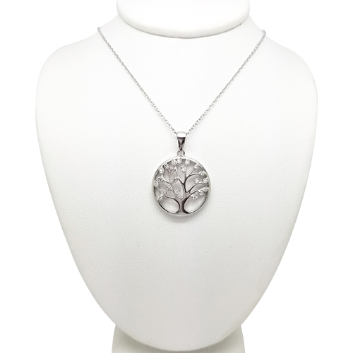 Sterling Silver CZ Tree Of Life Necklace