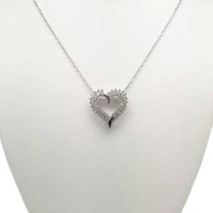 Sterling Silver CZ Heart Pendant Necklace