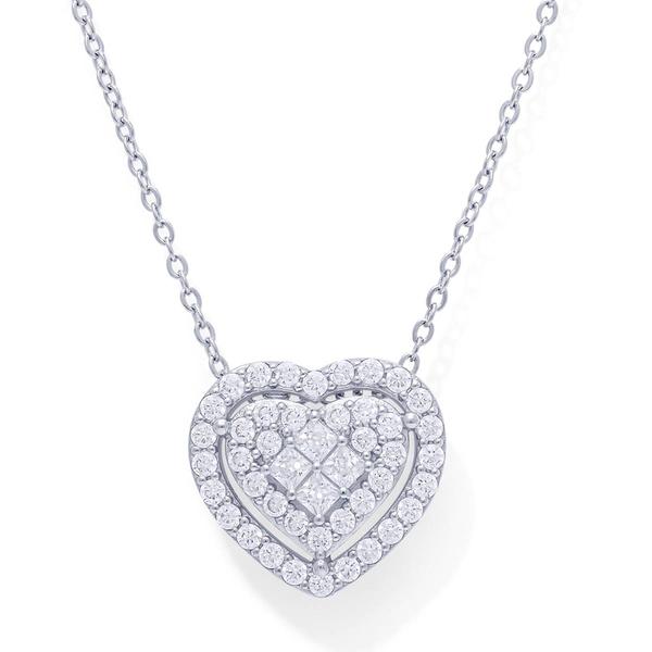 Sterling Silver Heart CZ Halo Pendant