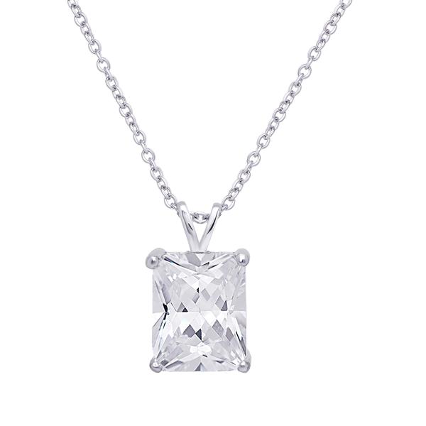 Sterling Silver Emerald Cut Pendant Necklace