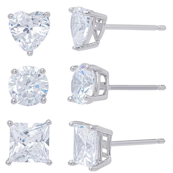 Sterling Silver 3pr. Stud Earrings Set
