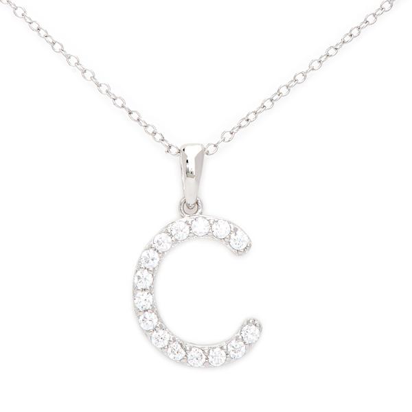 Gianni Argento Silver Initial Pendant Necklace - C
