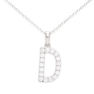 Gianni Argento Silver Initial Pendant Necklace - D