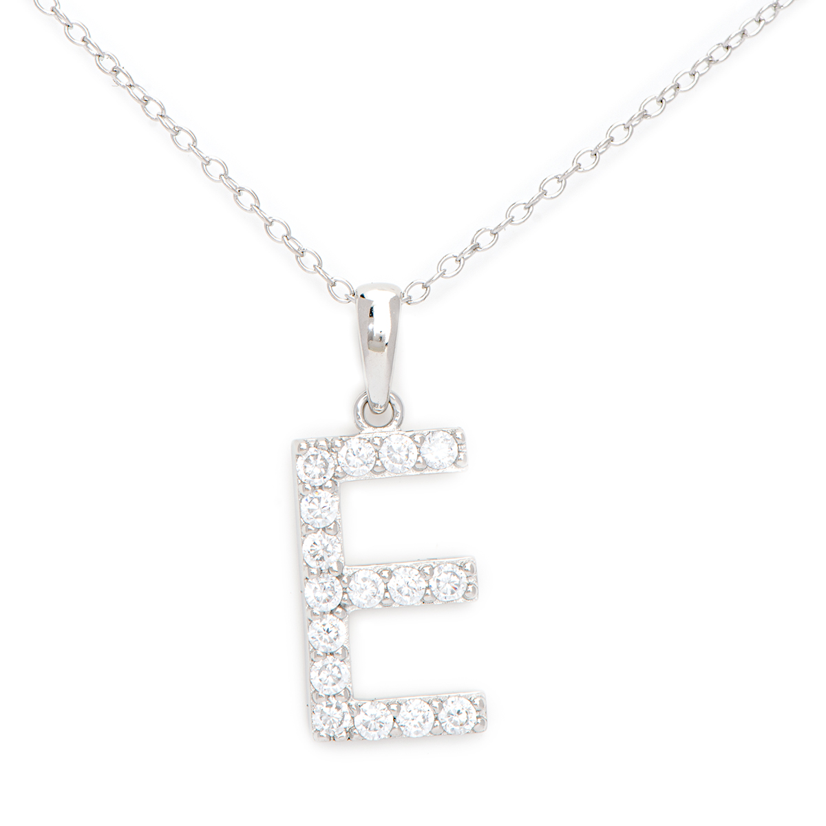 Gianni Argento Silver Initial Pendant Necklace - E