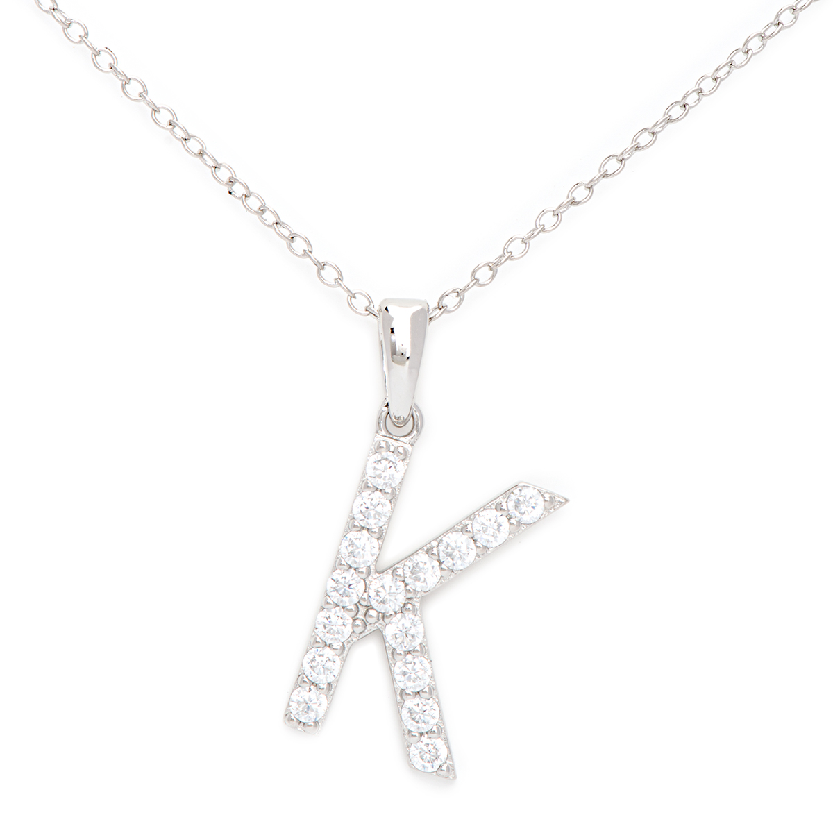 Gianni Argento Silver Initial Pendant Necklace - K