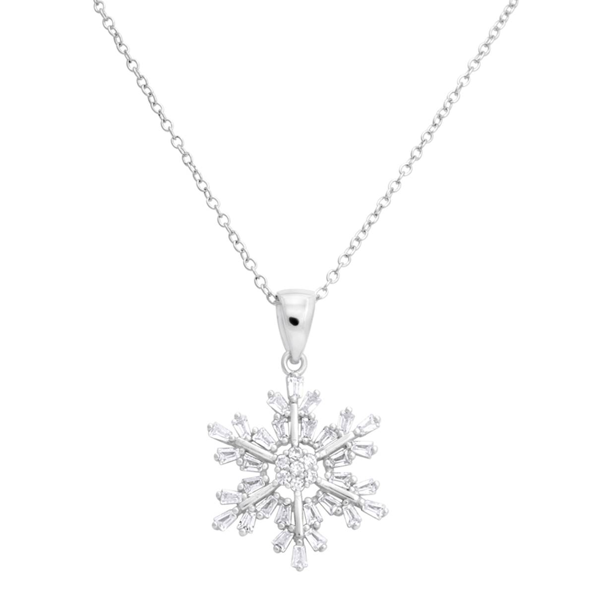 CZ Snowflake Sterling Silver Pendant Necklace