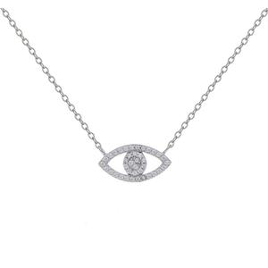 Sterling Silver CZ Evil Eye Necklace
