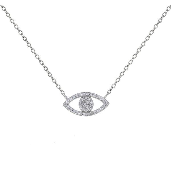 Sterling Silver CZ Evil Eye Necklace