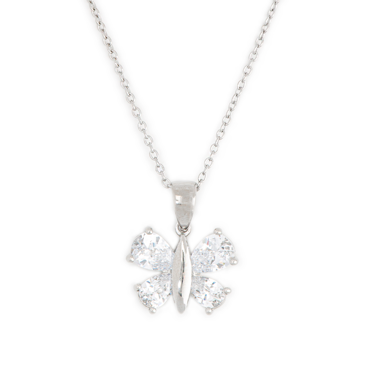 Sterling Silver CZ Butterfly Pendant