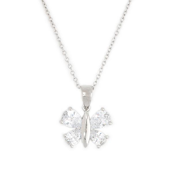 Sterling Silver CZ Butterfly Pendant