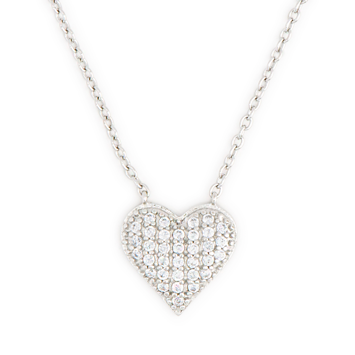 Sterling Silver CZ Pave Heart Pendant