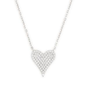 Sterling Silver CZ Pave Heart Pendant Necklace
