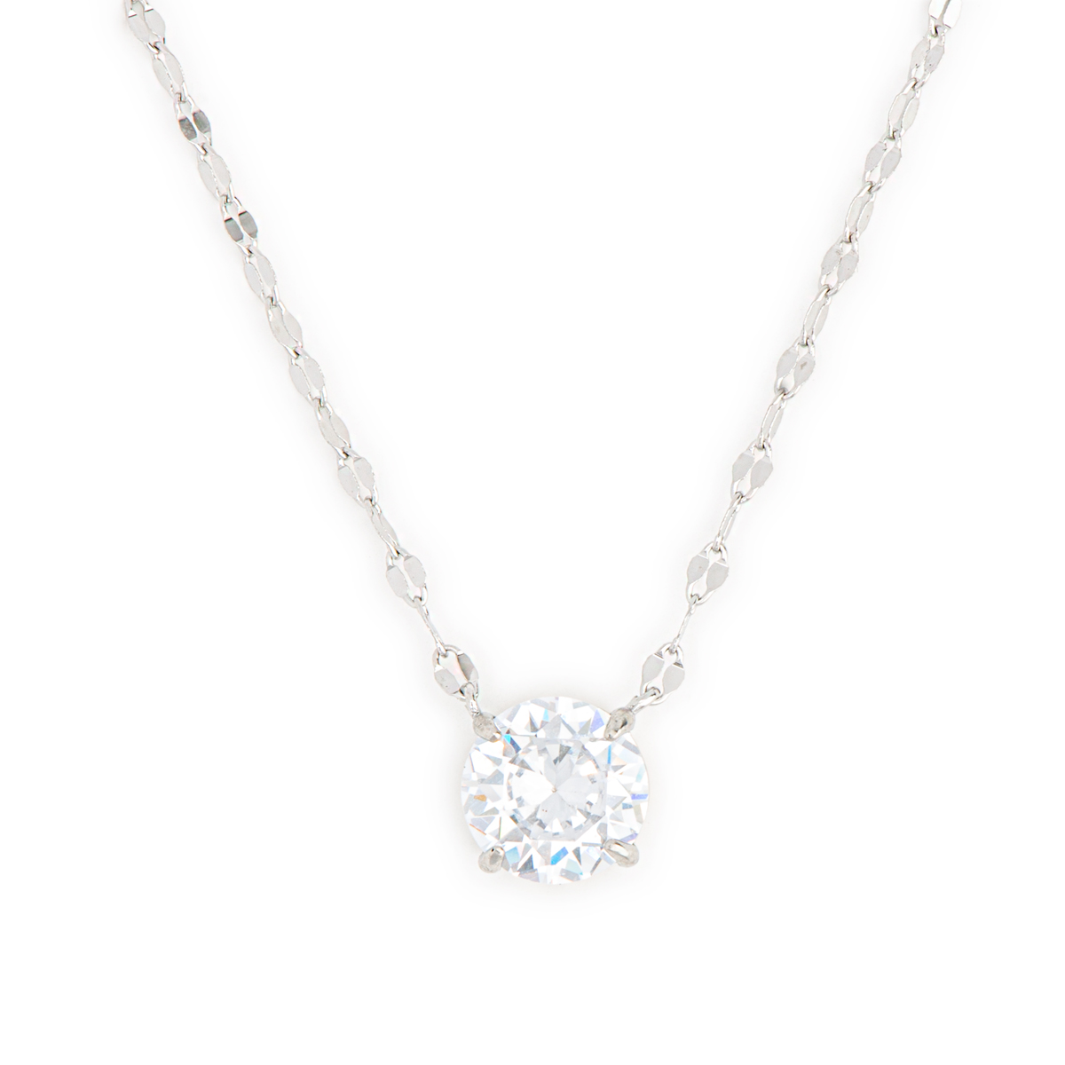 Sterling Silver CZ Solitaire Pendant Necklace