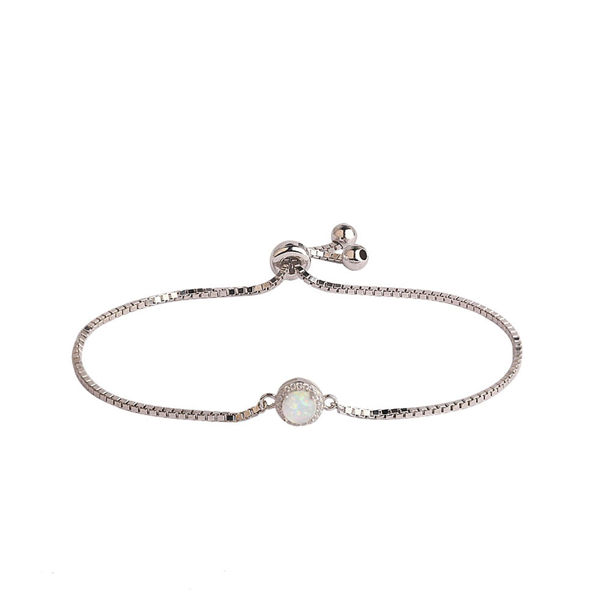 Sterling Silver CZ Round Adjustable Bracelet