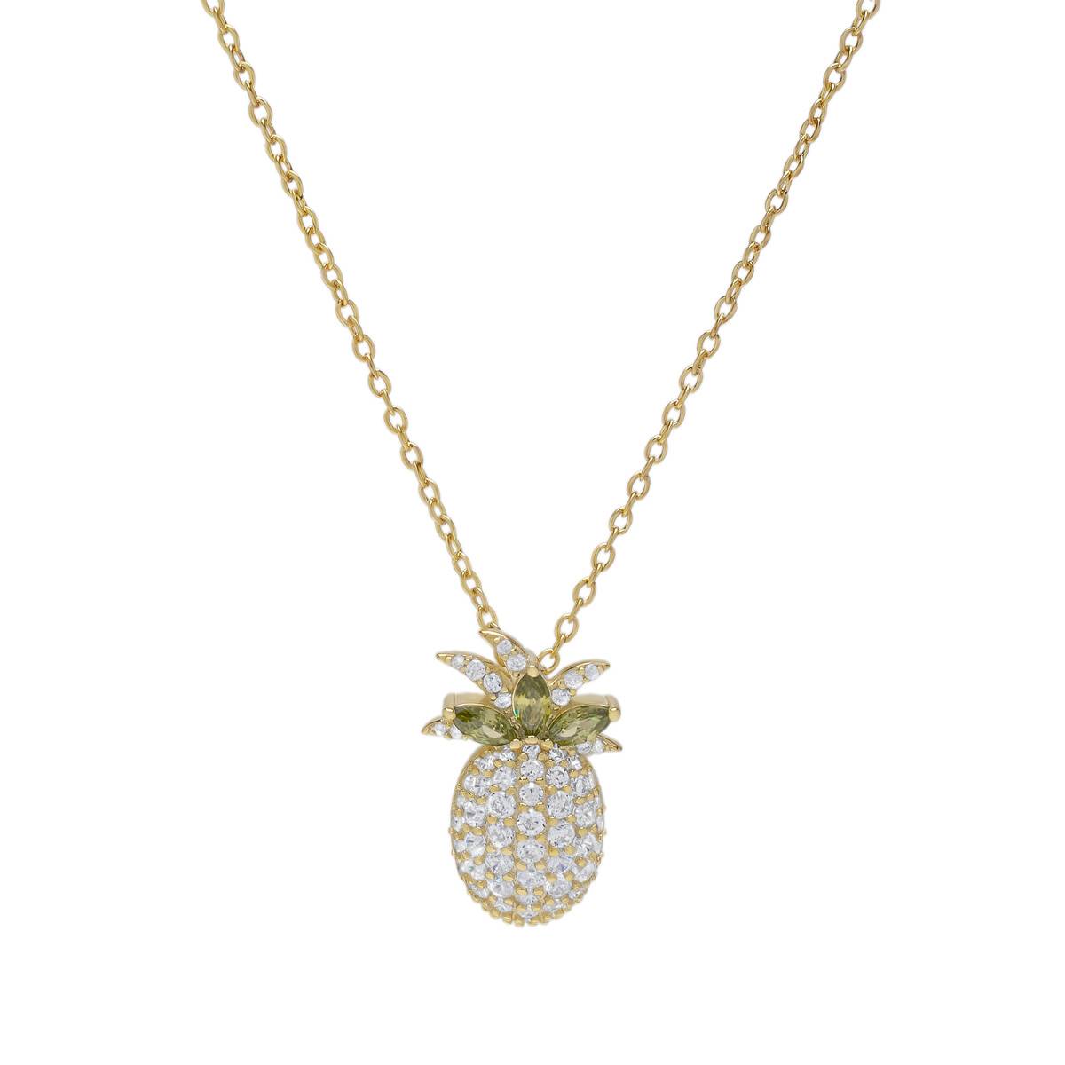 Sterling Silver Plated Pineapple Pendant Necklace