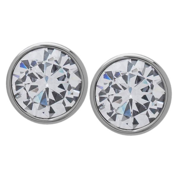 Sterling Silver CZ Bezel Stud Earrings