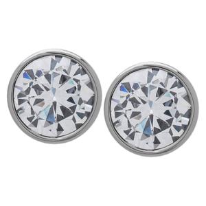 Sterling Silver CZ Bezel Stud Earrings
