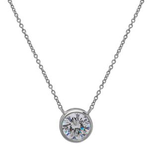 Sterling Silver Round Bezel Pendant Necklace