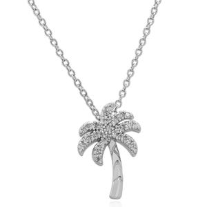 CZ & Sterling Silver Palm Tree Pendant