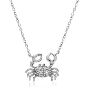Sterling Silver & CZ Crab Pendant Necklace