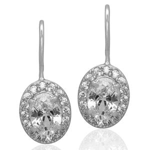 Sterling Silver Oval Leverback Earrings