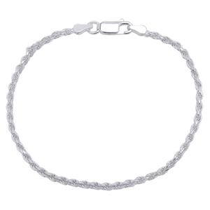 Sterling Silver Diamond Cut Rope Chain Bracelet