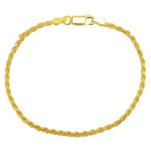 Gold over Sterling Silver Diamond Cut Rope Chain Bracelet