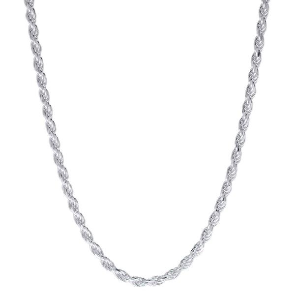 Sterling Silver Diamond Cut Rope Chain Necklace