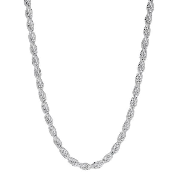 Sterling Silver Diamond Cut 30in. Rope Chain Necklace