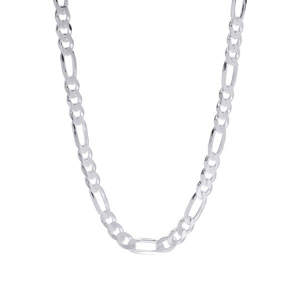 Sterling Silver DC Flat Figaro 30in. Chain Necklace