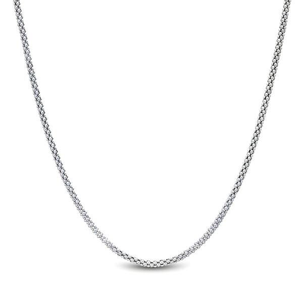Sterling Silver Mini Popcorn Adjustable 20in. Chain Necklace