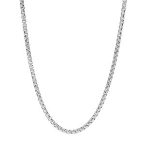 Sterling Silver Round Box 22in. Chain Necklace