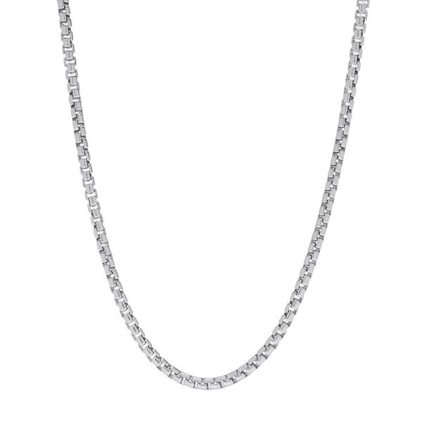 Sterling Silver Round Box 22in. Chain Necklace