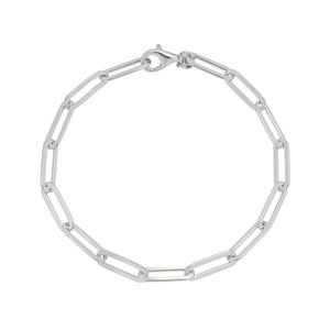 Sterling Silver Shiny Paperclip 7.25in. Chain Bracelet