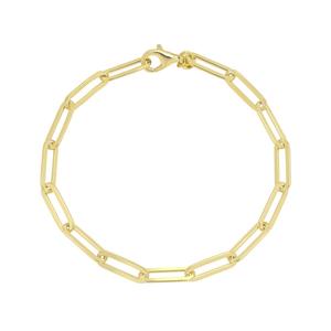 14kt. Over Sterling Silver Shiny Paperclip 7.25in. Chain Bracelet