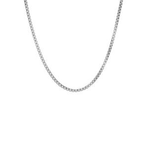 Sterling Silver Round Box 18in. Chain Necklace