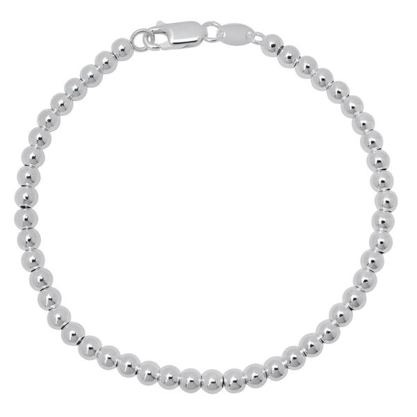 Sterling Silver 4mm. Bead 7.5in. Chain Bracelet