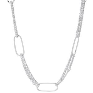 Sterling Silver Double Link Chain Necklace with Stations